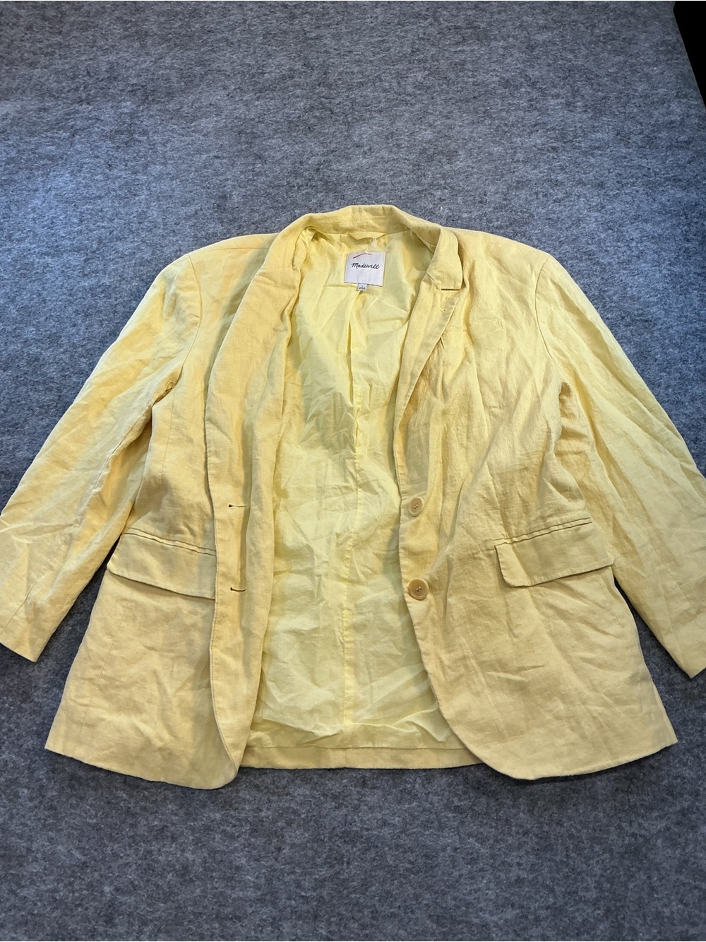 Madewell Yellow Linen Blend Women's Blazer Size L